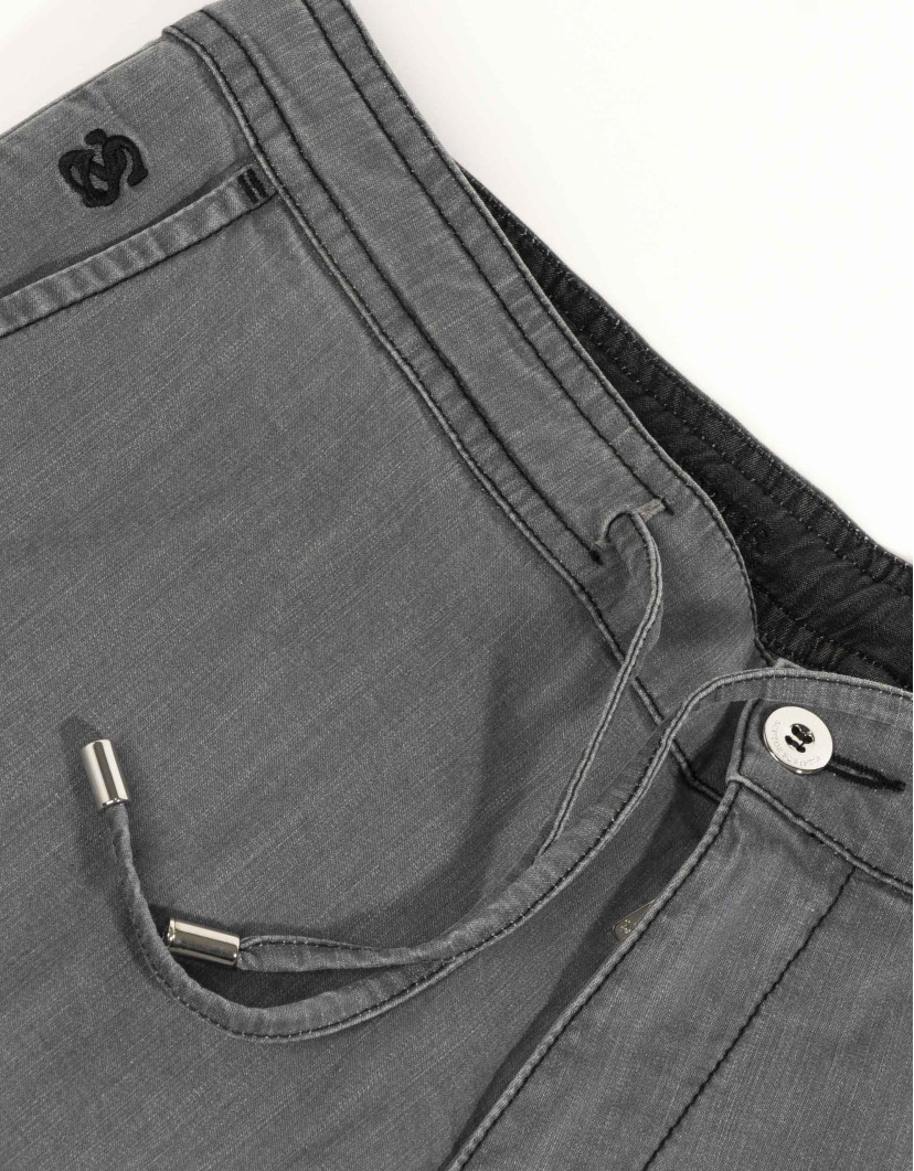 Scissor Scriptor Gray Straight-Leg Cotton Drawstring Chinos image